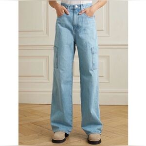 Frame Denim High Rise Baggy Pocket Cargo Jeans Light Blue Womens Size 24 Used